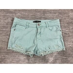 Imperial‎ Star Shorts Girls 16 Green Lace Accent Jean Hot Pants Distressed